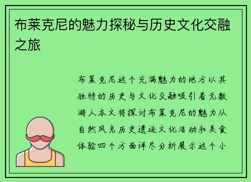 布莱克尼的魅力探秘与历史文化交融之旅